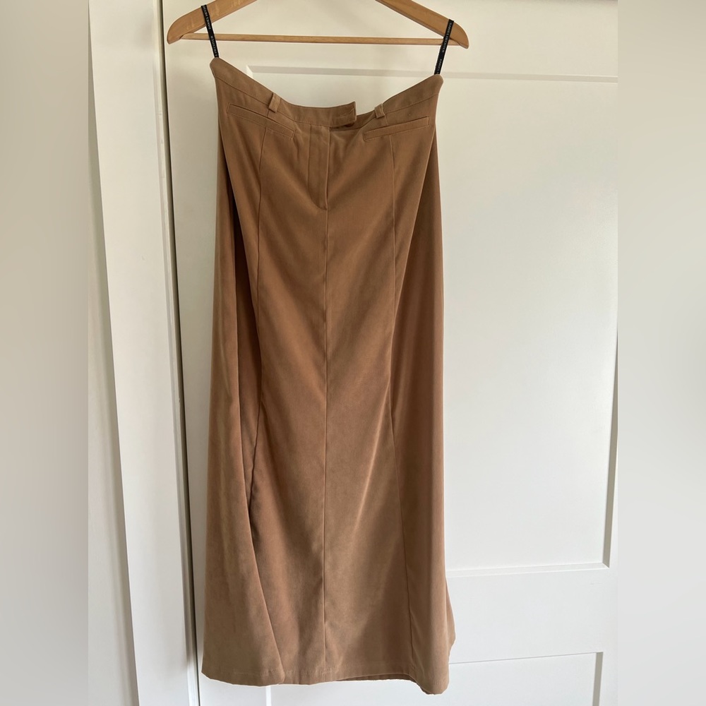 Faux suede mid calf length skirt